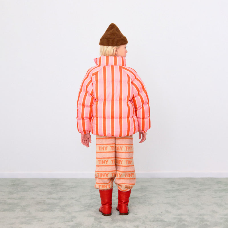Tiny Cottons - Retro Stripes short padded jacket - summer red | Scout & Co