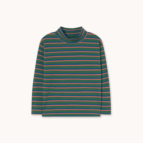 Tiny Cottons - Duo Stripes rib mockneck top - dark green | Scout & Co