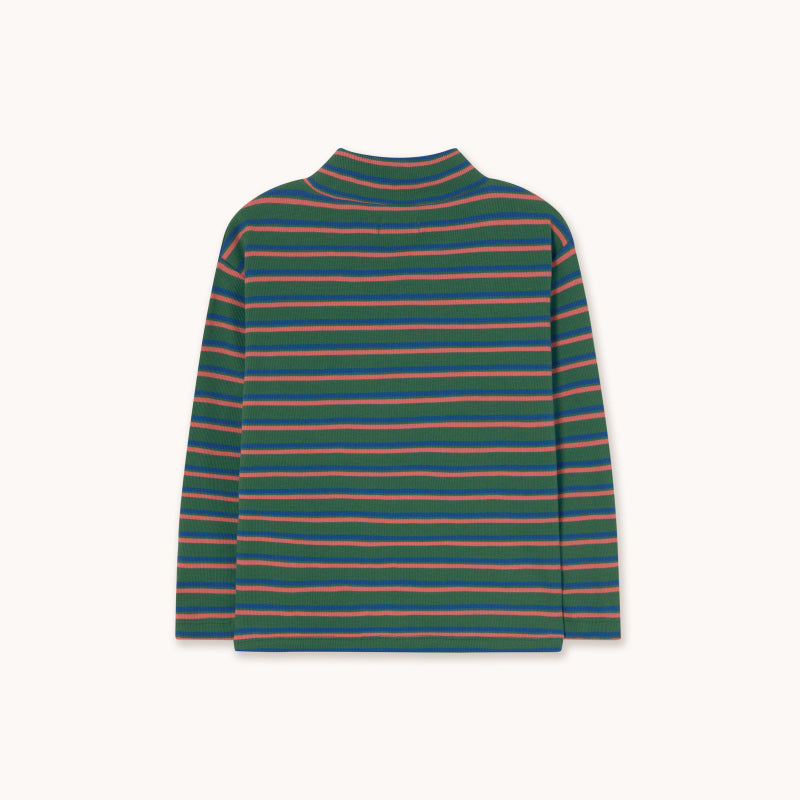 Tiny Cottons - Duo Stripes rib mockneck top - dark green | Scout & Co