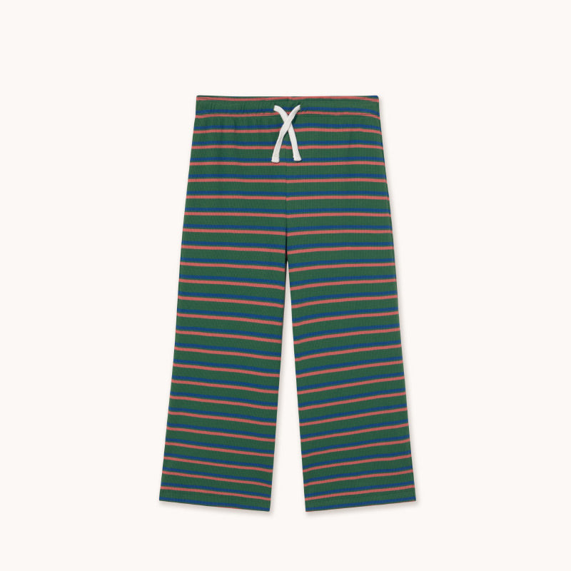 Tiny Cottons - Duo Stripes rib pants - dark green | Scout & Co