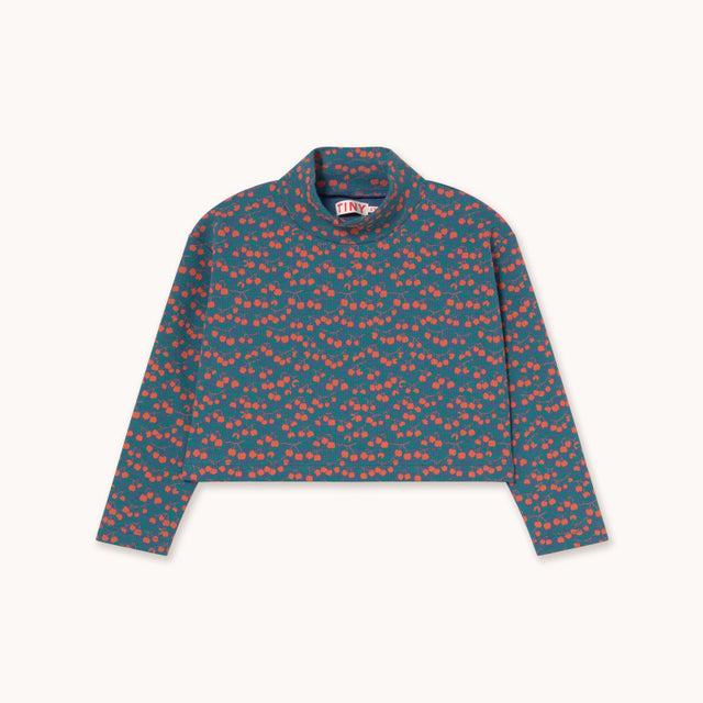 Tiny Cottons - Mini Apples rib mockneck top - light navy | Scout & Co