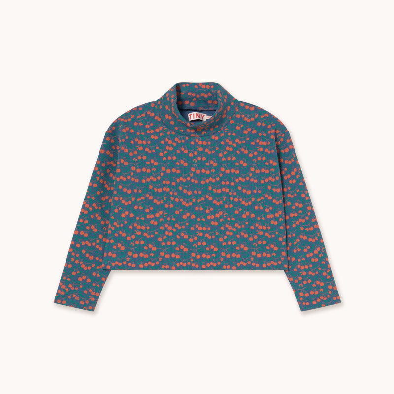 Tiny Cottons - Mini Apples rib mockneck top - light navy | Scout & Co