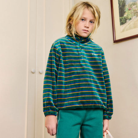 Tiny Cottons - Duo Stripes mockneck sweatshirt - dark green | Scout & Co