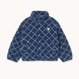 Tiny Cottons - Flower Grid sherpa jacket - light navy | Scout & Co