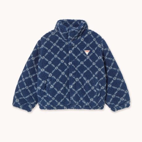 Tiny Cottons - Flower Grid sherpa jacket - light navy | Scout & Co