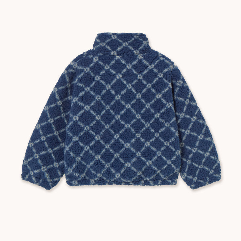 Tiny Cottons - Flower Grid sherpa jacket - light navy | Scout & Co