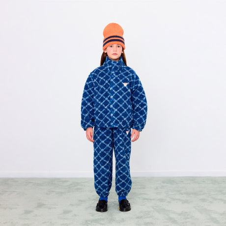 Tiny Cottons - Flower Grid sherpa sweatpants - light navy | Scout & Co