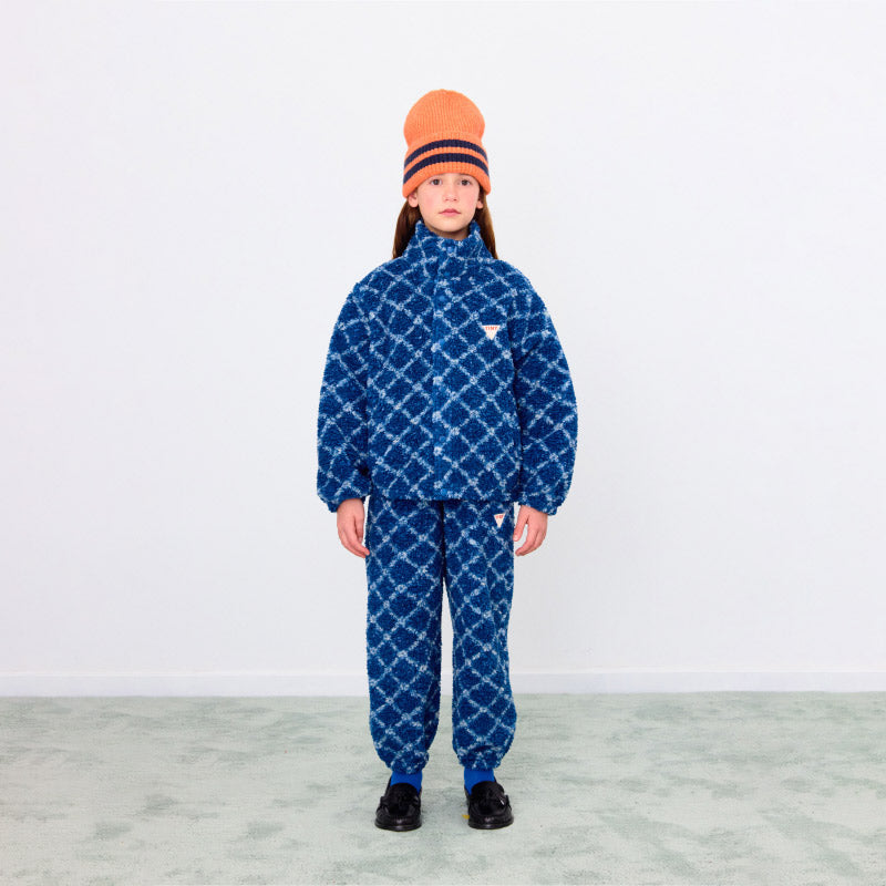 Tiny Cottons - Flower Grid sherpa sweatpants - light navy | Scout & Co