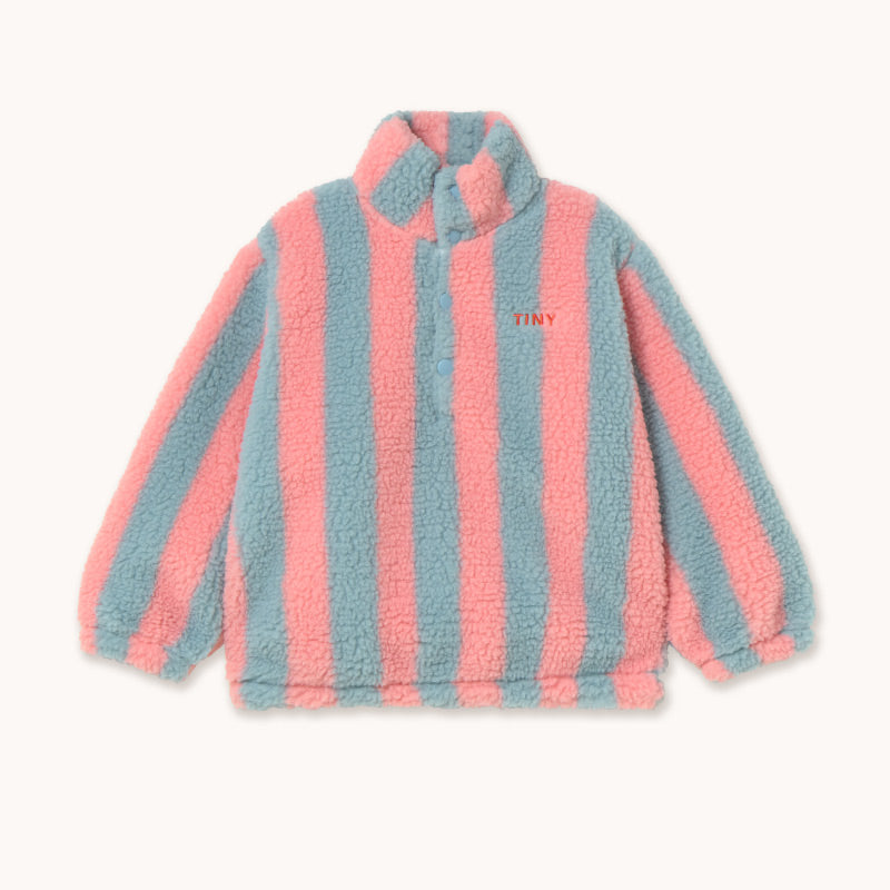Tiny Cottons - Stripes sherpa sweatshirt - grey / pink | Scout & Co