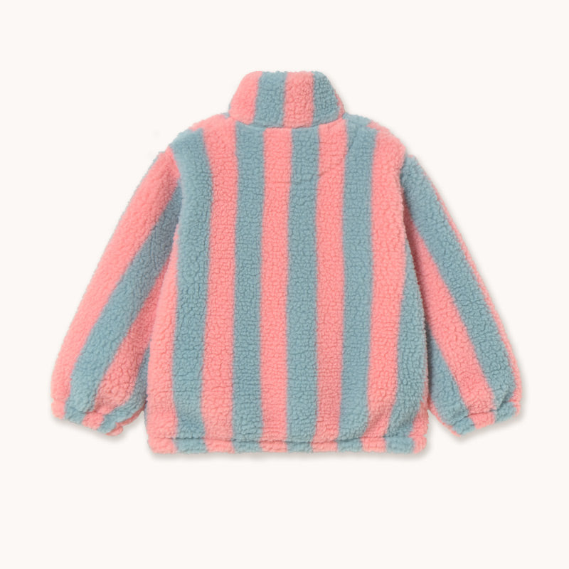 Tiny Cottons - Stripes sherpa sweatshirt - grey / pink | Scout & Co