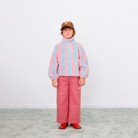 Tiny Cottons - Stripes sherpa sweatshirt - grey / pink | Scout & Co