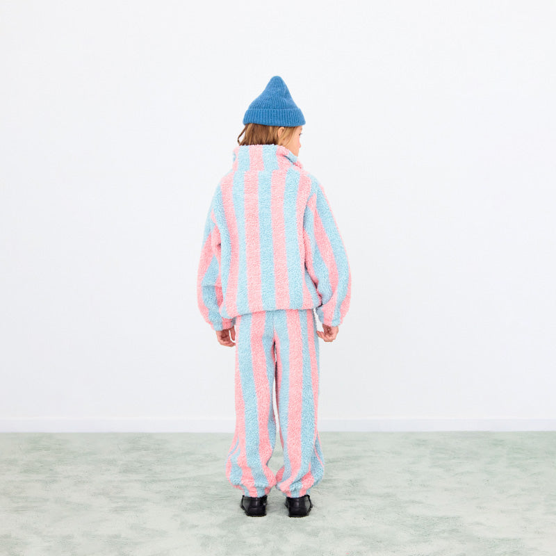 Tiny Cottons - Stripes sherpa sweatpants - grey / pink | Scout & Co