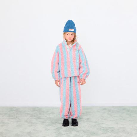 Tiny Cottons - Stripes sherpa sweatpants - grey / pink | Scout & Co