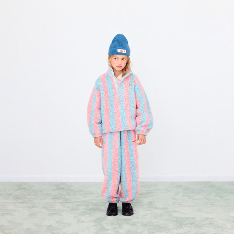 Tiny Cottons - Stripes sherpa sweatpants - grey / pink | Scout & Co