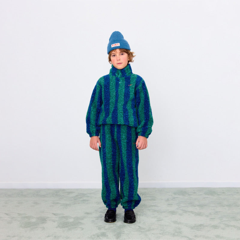 Tiny Cottons - Stripes sherpa sweatpants - green / navy | Scout & Co