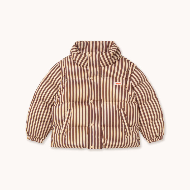 Tiny Cottons - Stripes short padded jacket - vanilla | Scout & Co