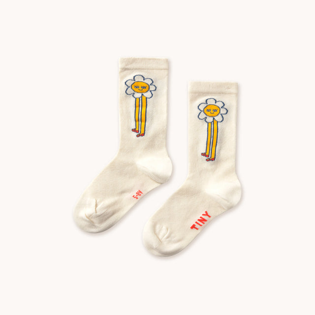 Tiny Cottons - Daisies medium socks - light cream | Scout & Co