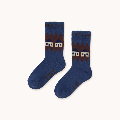 Tiny Cottons - Houses wool medium socks - light navy | Scout & Co