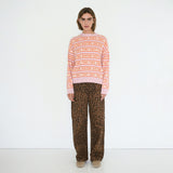 The Tiny Big Sister - Berta animal-print long denim jeans - Mocha