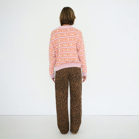 The Tiny Big Sister - Berta animal-print long denim jeans - Mocha