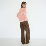 The Tiny Big Sister - Berta animal-print long denim jeans - Mocha