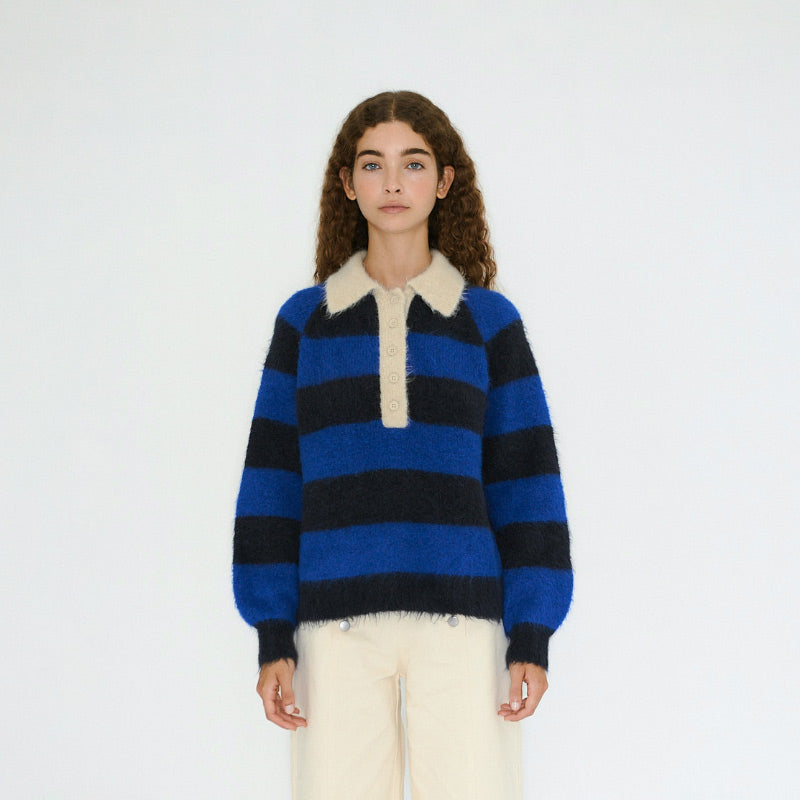 The Tiny Big Sister - Frank striped polo sweater - ultramarine