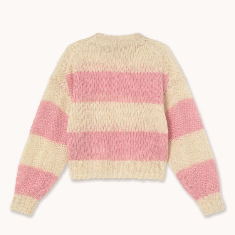 The Tiny Big Sister - Oversized Striped Sweater - Vanilla / Pink | Scout & Co