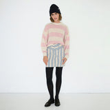 The Tiny Big Sister - Oversized Striped Sweater - Vanilla / Pink | Scout & Co