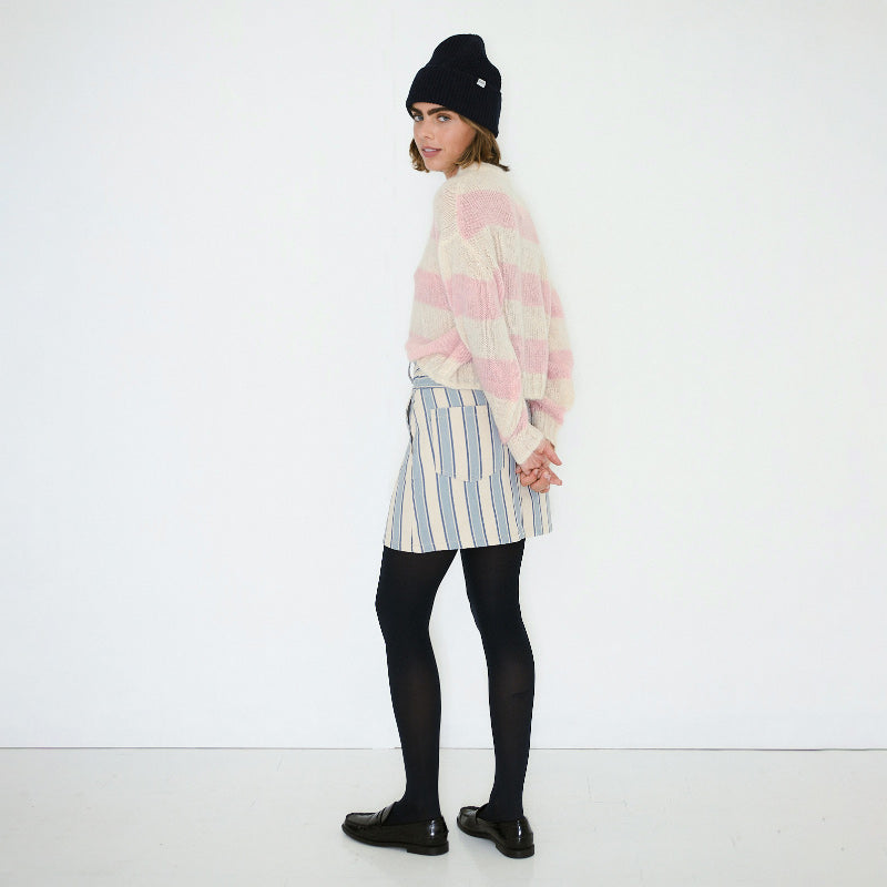 The Tiny Big Sister - Oversized Striped Sweater - Vanilla / Pink | Scout & Co
