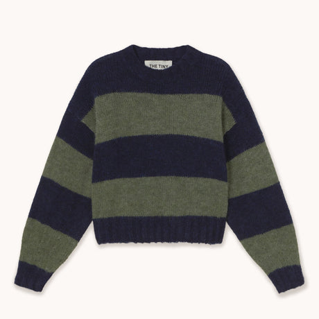 The Tiny Big Sister - Oversized Striped Sweater - Navy / Khaki | Scout & Co