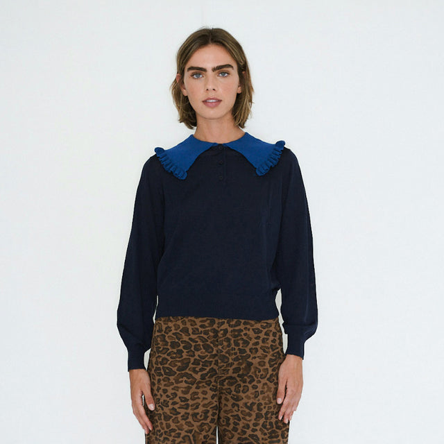 The Tiny Big Sister - Sara merino wool sweater - navy | Scout & Co