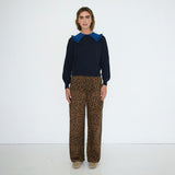 The Tiny Big Sister - Berta animal-print long denim jeans - Mocha