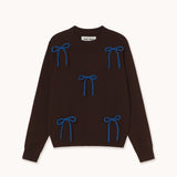 The Tiny Big Sister - Sara merino wool bow sweater - dark brown | Scout & Co