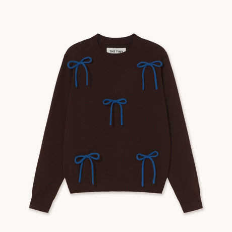 The Tiny Big Sister - Sara merino wool bow sweater - dark brown | Scout & Co