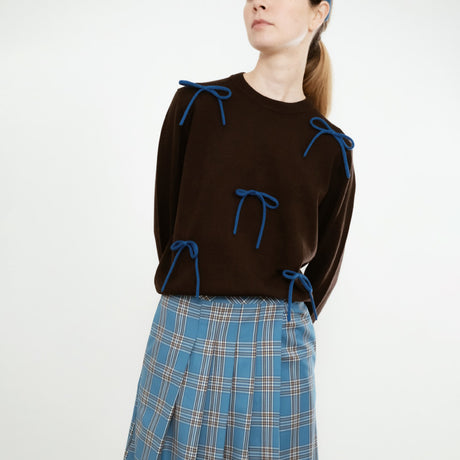 The Tiny Big Sister - Sara merino wool bow sweater - dark brown | Scout & Co