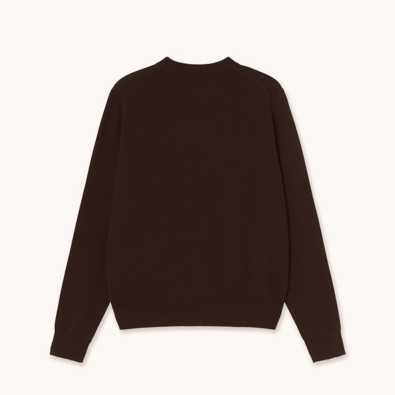 The Tiny Big Sister - Sara merino wool bow sweater - dark brown | Scout & Co