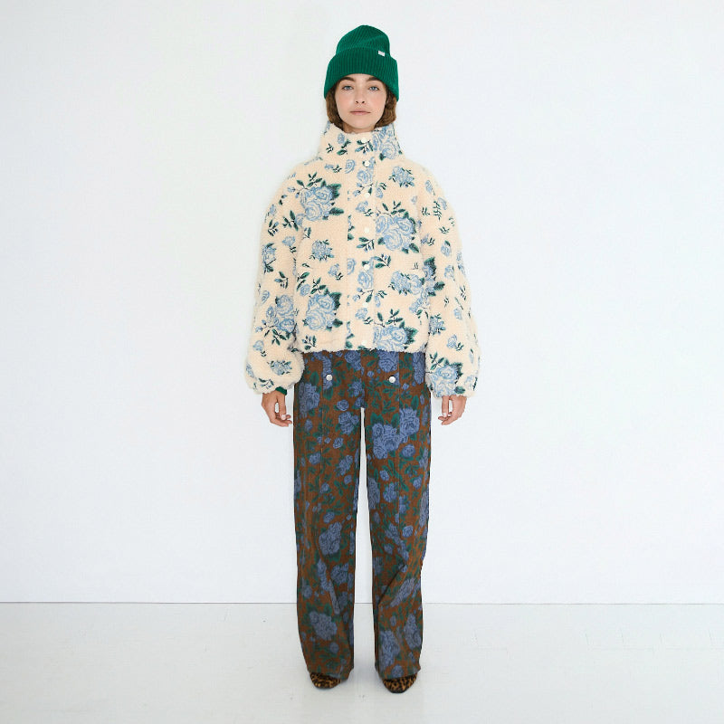 The Tiny Big Sister - Roses sherpa jacket - vanilla