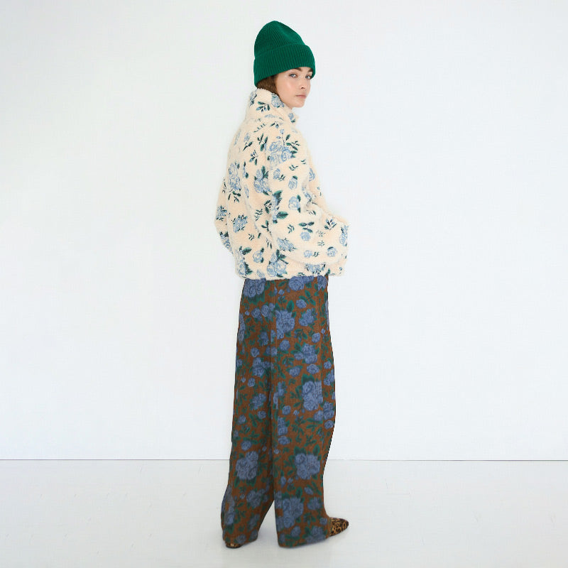 The Tiny Big Sister - Roses sherpa jacket - vanilla