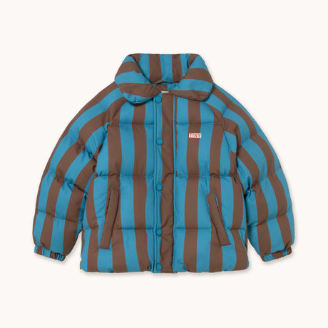 Tiny Cottons - Blue & cacao stripes short padded jacket | Scout & Co