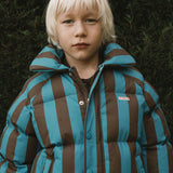 Tiny Cottons - Blue & cacao stripes short padded jacket | Scout & Co