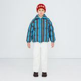 Tiny Cottons - Blue & cacao stripes short padded jacket | Scout & Co