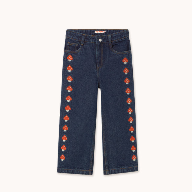 Tiny Cottons - Mini Mushrooms embroidered denim jeans | Scout & Co