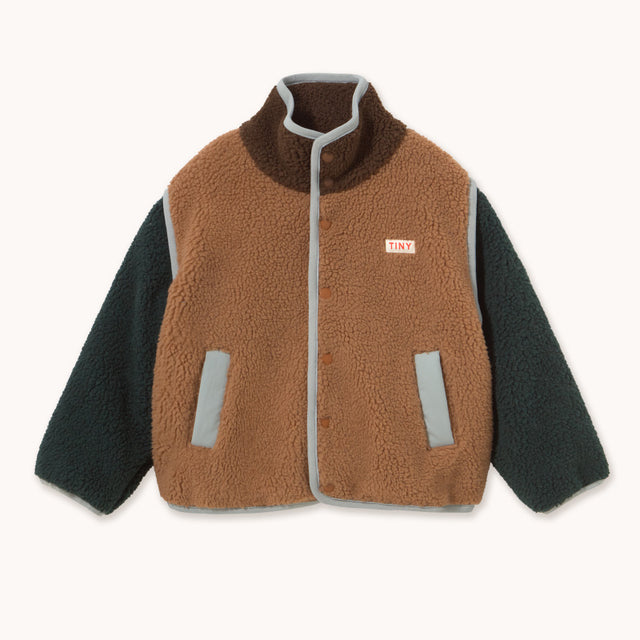 Tiny Cottons - Colour Block sherpa jacket - light brown | Scout & Co