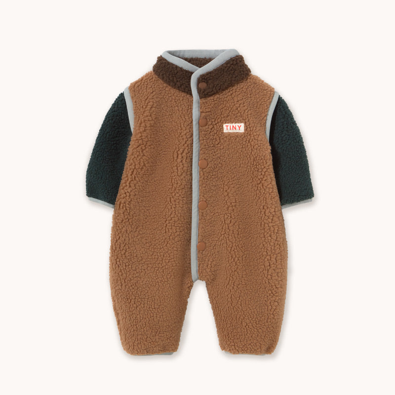 Tiny Cottons - Colour Block sherpa one-piece - light brown - baby | Scout & Co