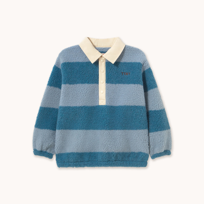 Tiny Cottons - Blue Stripes sherpa collar sweatshirt | Scout & Co