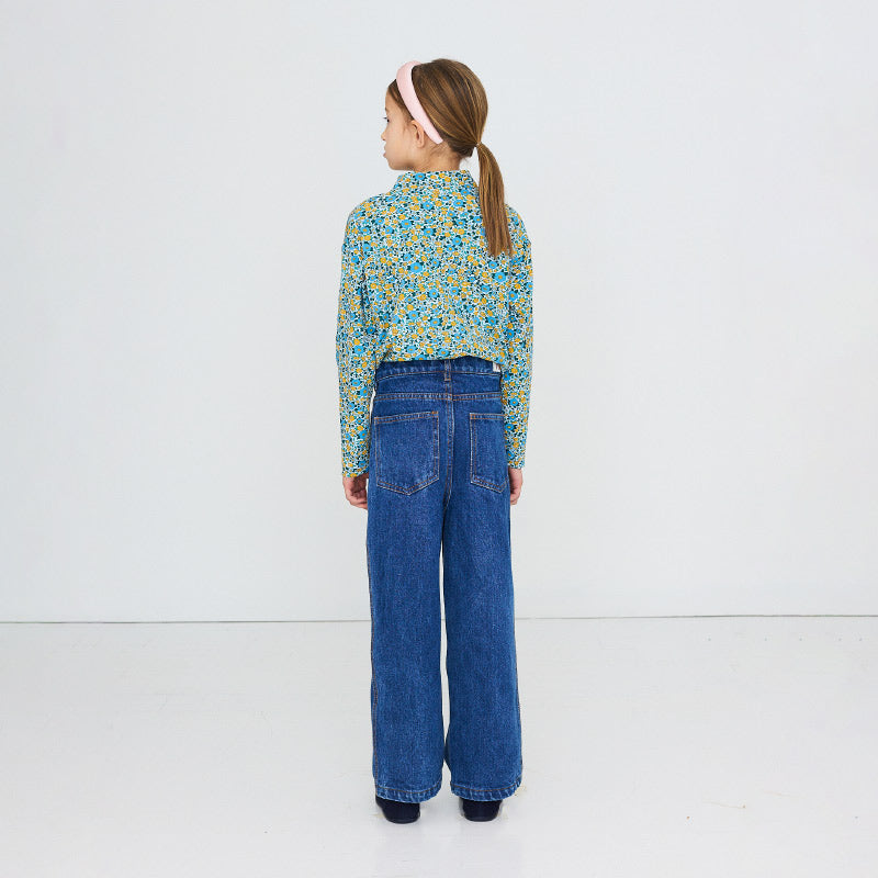 Tiny Cottons - Flower Pattern rib mockneck top | Scout & Co
