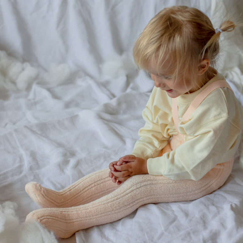 Silly Silas - Granny footed tights with braces - Silky Peach