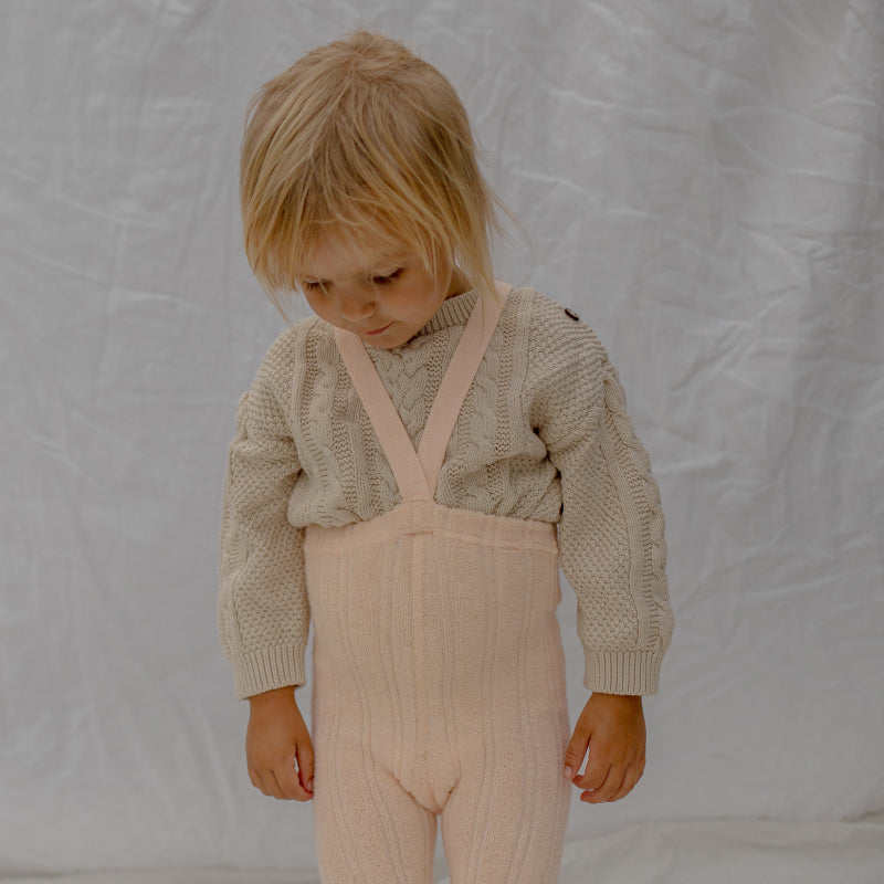 Silly Silas - Granny footless tights with braces - Silky Peach