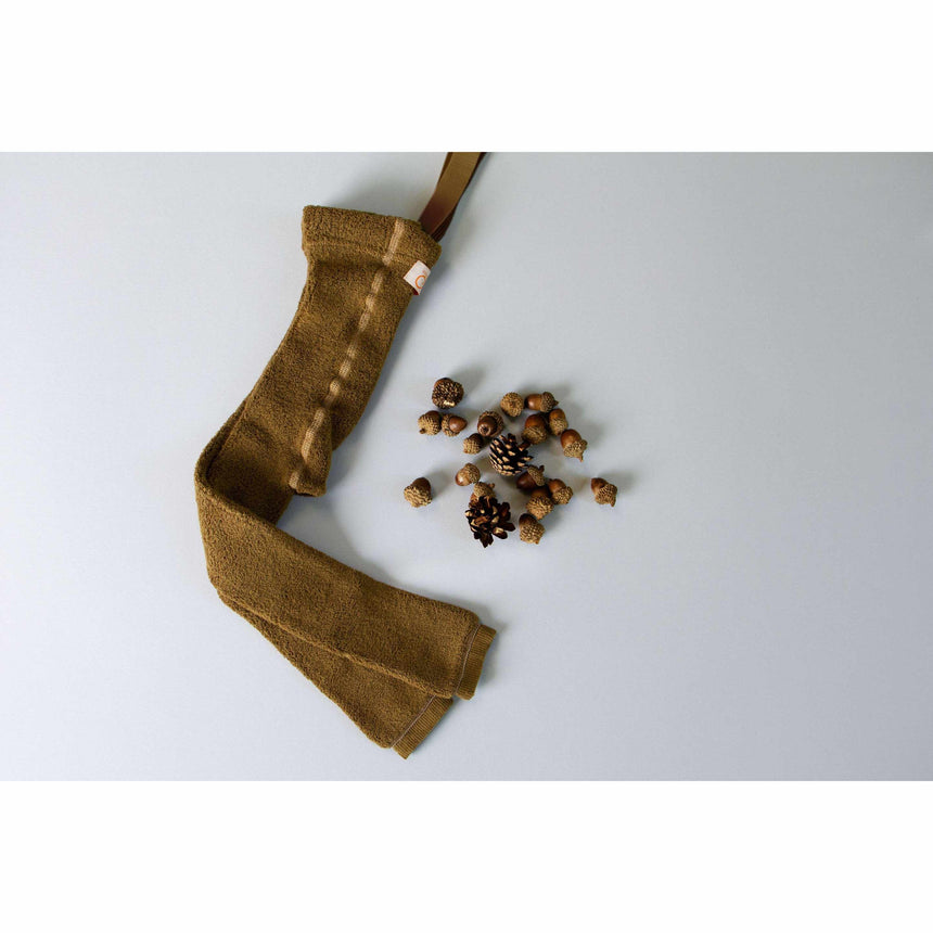 Silly Silas - Teddy warmy cotton tights with braces - Acorn Brown | Scout & Co