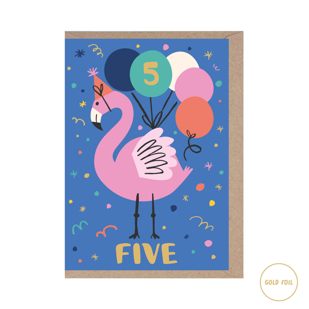 Rumble Cards - Flamingo 5th birthday card | Scout & Co